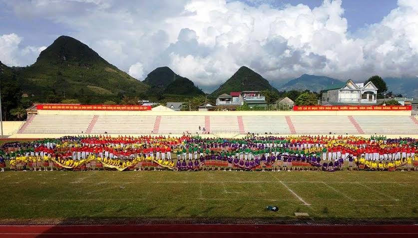 Màn luyện tập đồng diễn chuẩn bị cho Lễ khai mạc Hội thi.